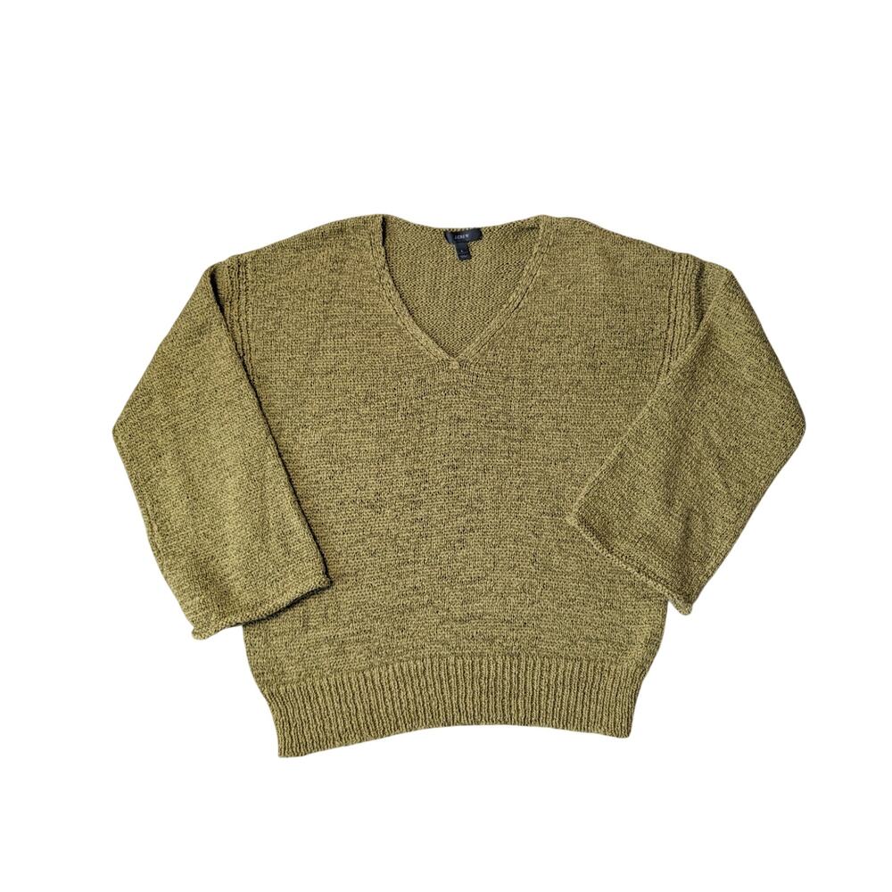 J.Crew Women’s Pullover Sweater Size Large Olive Green V-Neck Long Sleeve